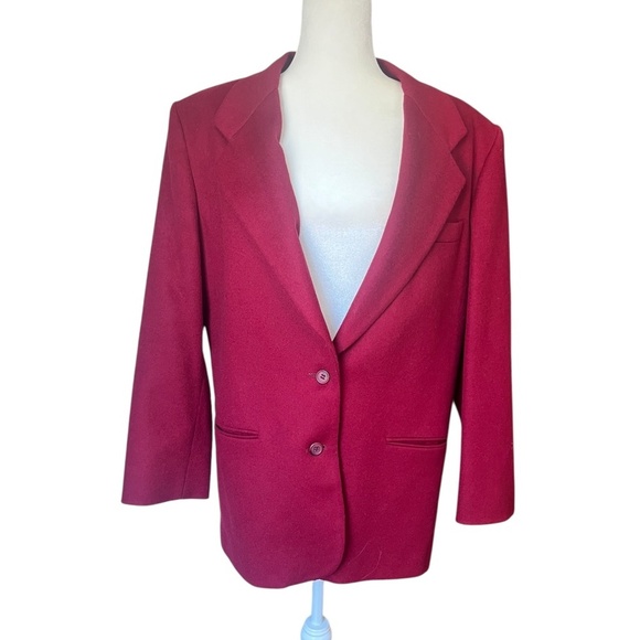 Vintage LL Bean Red Wool & Cashmere Blazer Size 14 - Picture 1 of 5